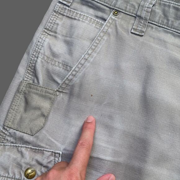 Carhartt Mens XL Cargo Shorts Stone Tan Gray Distressed Worn GUC - Picture 3 of 9